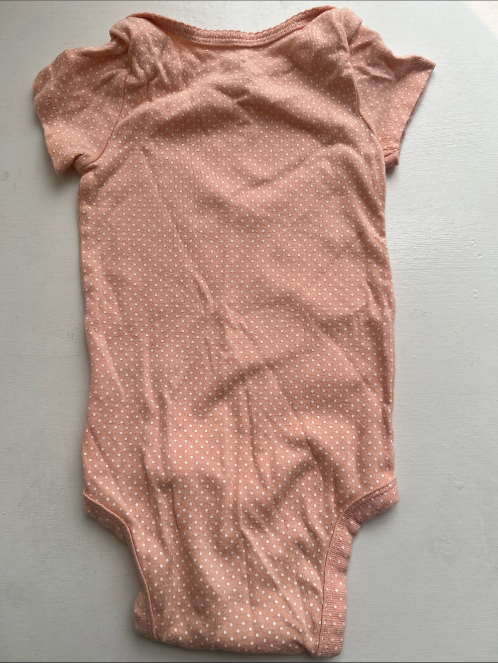 Carter's Peach Polka-Dot Short Sleeve Baby One-Piece - Picture 4 of 4